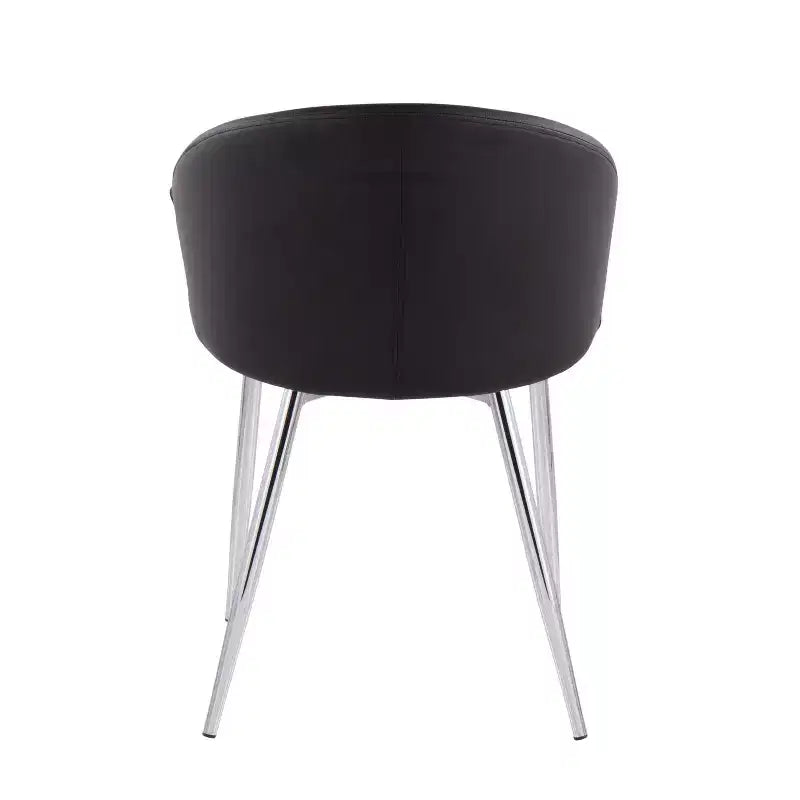 Set of 2 Claire Dining Chairs Chrome/Black - LumiSource: Upholstered Low Back, Foam Filled, Steel Frame