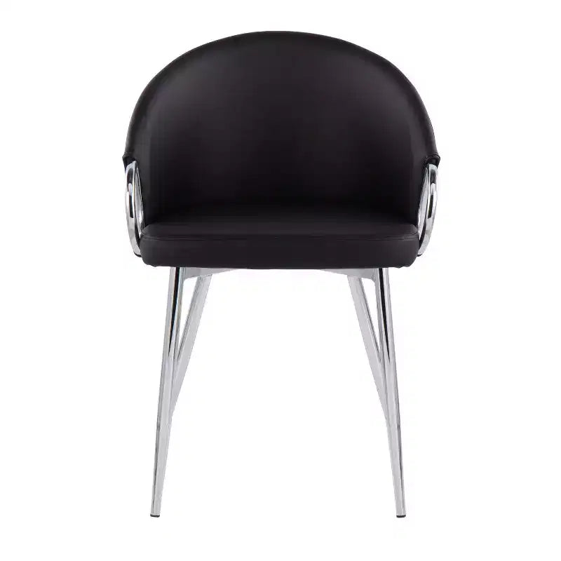 Set of 2 Claire Dining Chairs Chrome/Black - LumiSource: Upholstered Low Back, Foam Filled, Steel Frame
