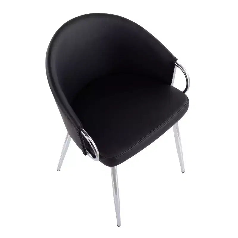 Set of 2 Claire Dining Chairs Chrome/Black - LumiSource: Upholstered Low Back, Foam Filled, Steel Frame