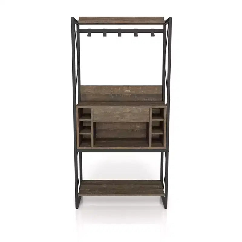 Orella Rustic Baker's Rack Reclaimed Oak - miBasics: Industrial Style, 3 Fixed Shelves, Metal Frame, 67"H