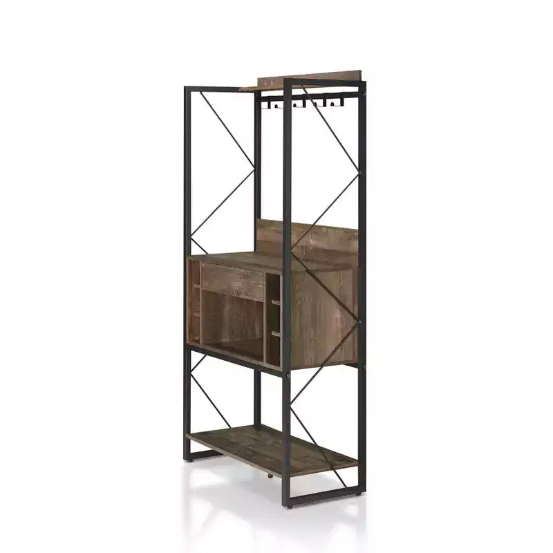 Orella Rustic Baker's Rack Reclaimed Oak - miBasics: Industrial Style, 3 Fixed Shelves, Metal Frame, 67"H