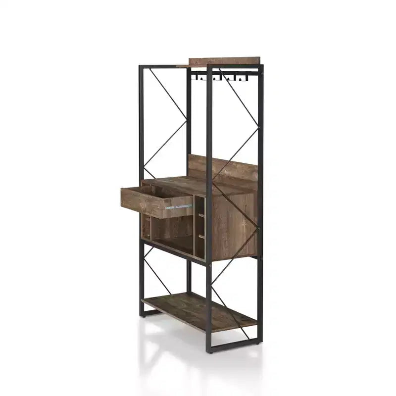 Orella Rustic Baker's Rack Reclaimed Oak - miBasics: Industrial Style, 3 Fixed Shelves, Metal Frame, 67"H