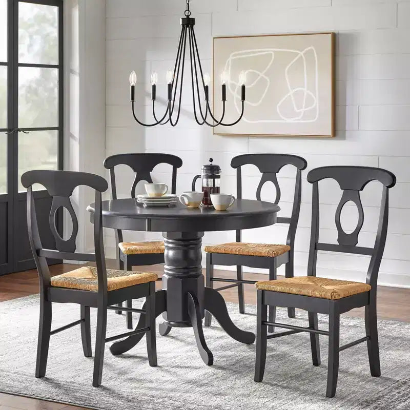 Buylateral 5pc Thorton Farmhouse 40" Round Dining Set Black