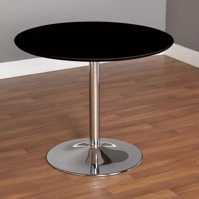 Buylateral 3pc Hillboro Modern Dining Set Black: Round Table, Metal Frame, 2 Armless Chairs