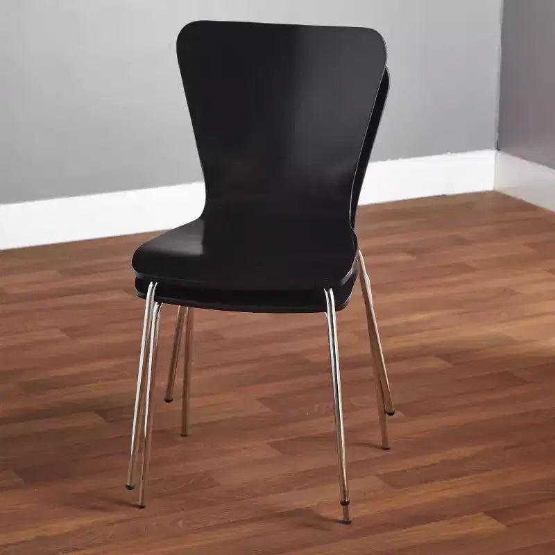 Buylateral 3pc Hillboro Modern Dining Set Black: Round Table, Metal Frame, 2 Armless Chairs