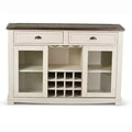 Steve Silver Co. Cayla Server Two-Toned: Farmhouse Style Credenza with Glass Doors, Stemware Racks