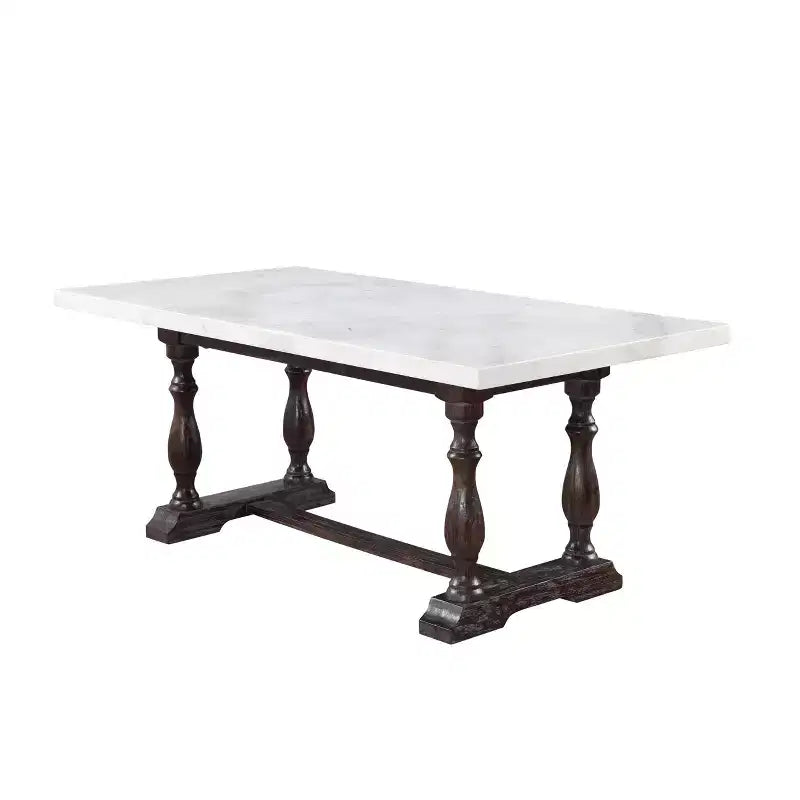 Gerardo Dining Table White Marble/Espresso Brown - Acme Furniture