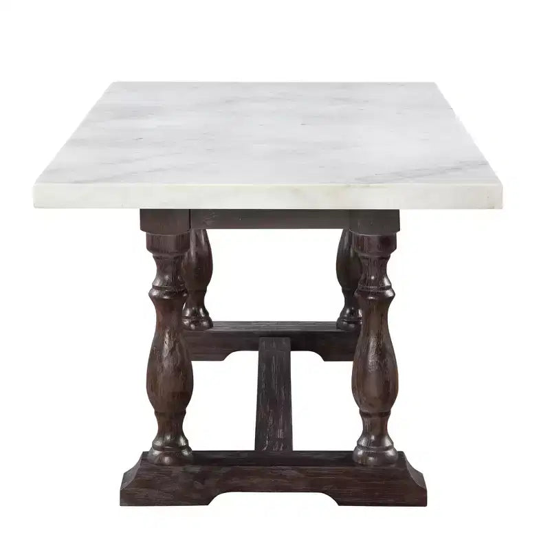 Gerardo Dining Table White Marble/Espresso Brown - Acme Furniture