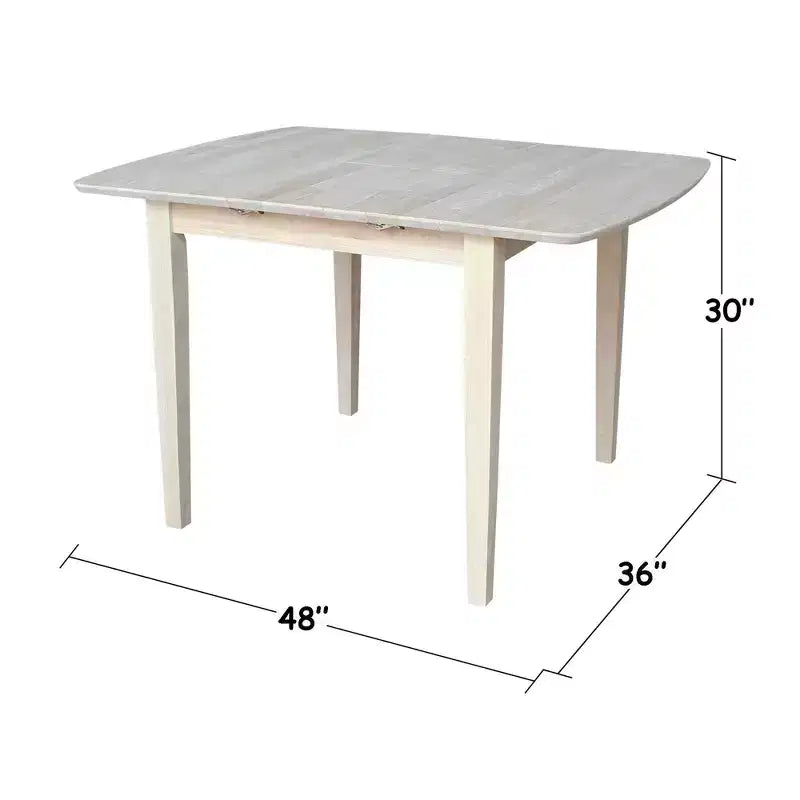 36" Extendable Dining Table with Butterflyand Shaker Styled Legs Unfinished - International Concepts