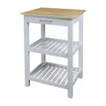 Sunrise Kitchen Island with Harvest Hardwood Top White/Natural - Flora Home: Sliding Drawer, Towel Rack, 2 Shelves