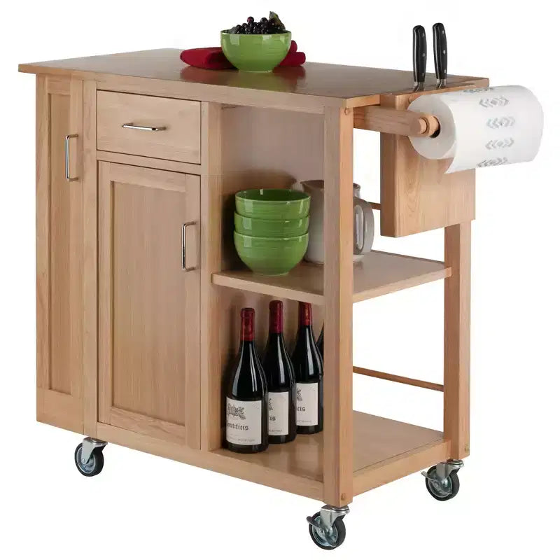 Douglas Kitchen Cart Natural - Winsome: Mobile Island with Storage & Towel Holder