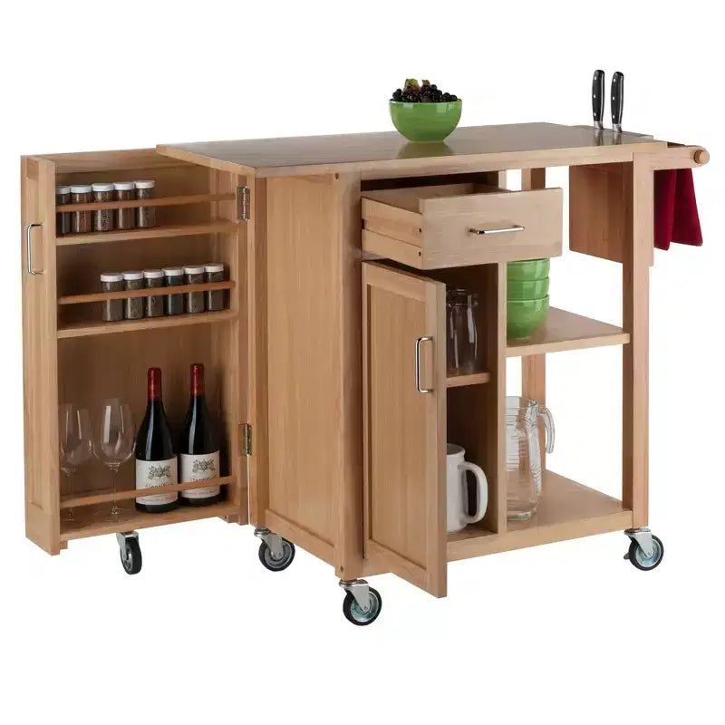 Douglas Kitchen Cart Natural - Winsome: Mobile Island with Storage & Towel Holder