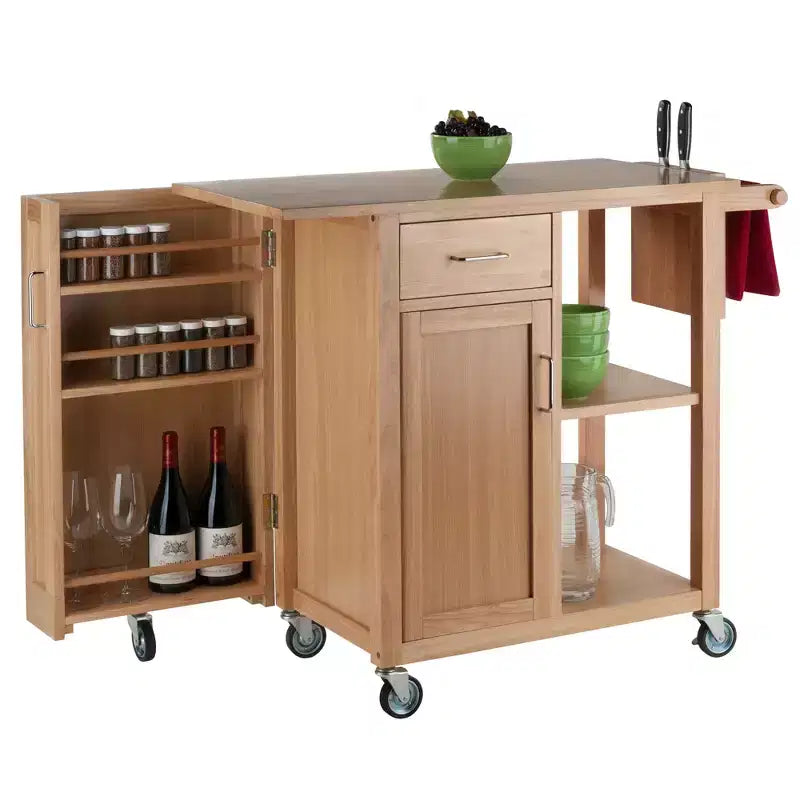 Douglas Kitchen Cart Natural - Winsome: Mobile Island with Storage & Towel Holder