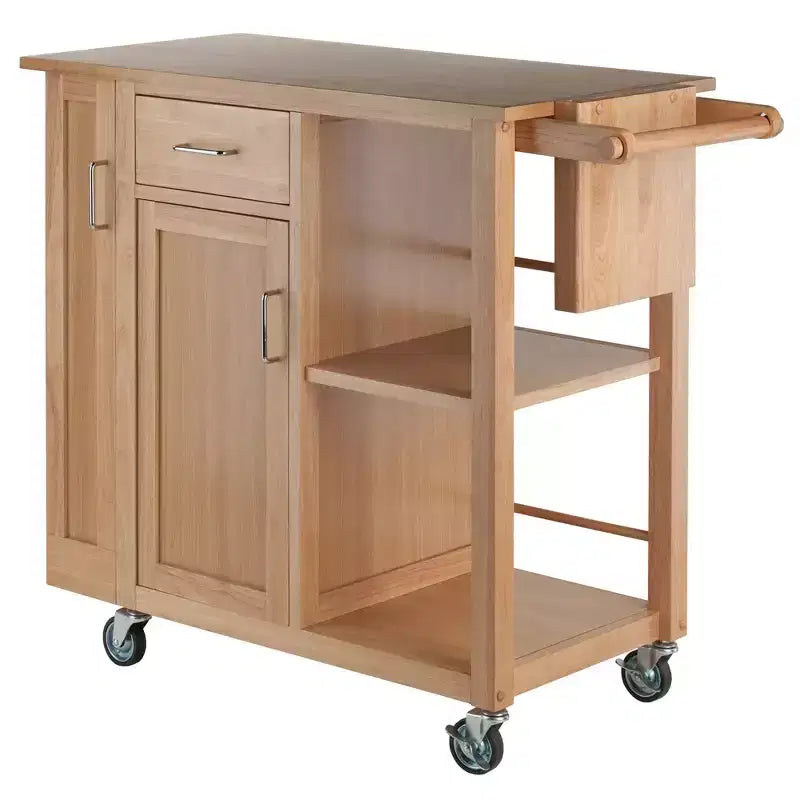 Douglas Kitchen Cart Natural - Winsome: Mobile Island with Storage & Towel Holder
