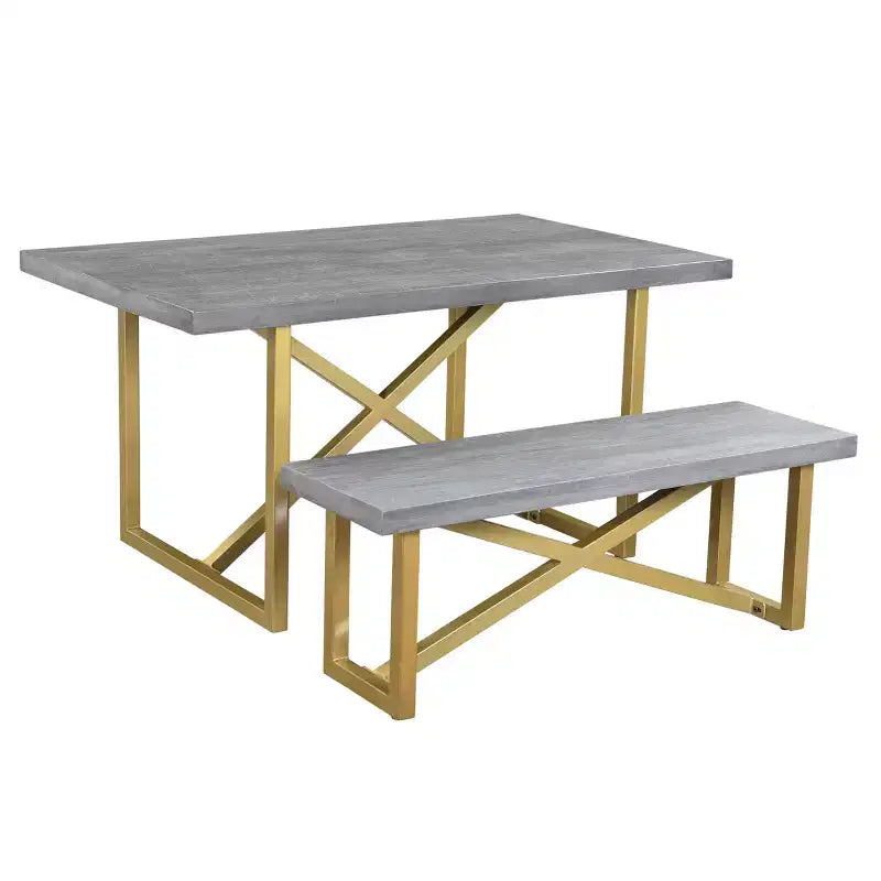 60" Raven Mango Wood Dining Table with Gold/Gray - Timbergirl