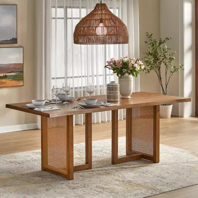 Lifestorey 5pcs Felicity Modern Dining Set Colonial Oak/Beige