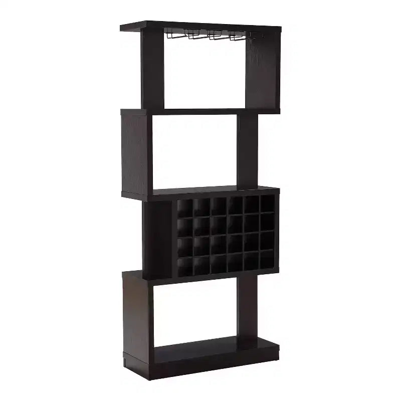 Robin Contemporary 4 Tier Wine Stand Cappuccino - miBasics: Holds 24 Bottles, Stemware Storage