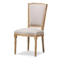 Cadencia French Vintage Cottage Weathered Oak & Beige Linen Chair - Baxton Studio: No Assembly, Solid Hardwood