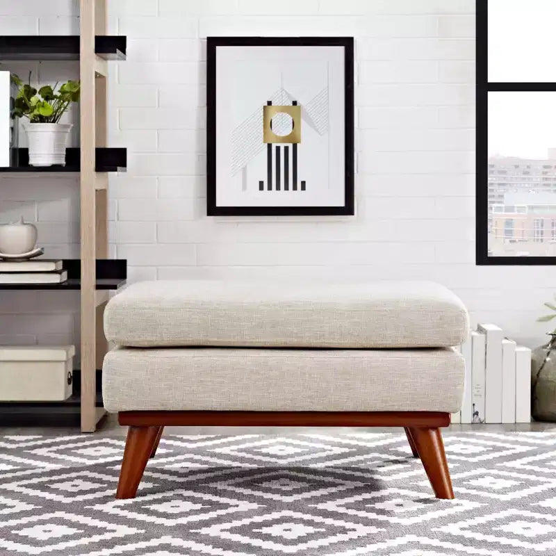Engage Upholstered Fabric Ottoman Beige - Modway