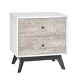 Buylateral Crislana Mid-Century 2 Drawer Nightstand White/Weathered Gray