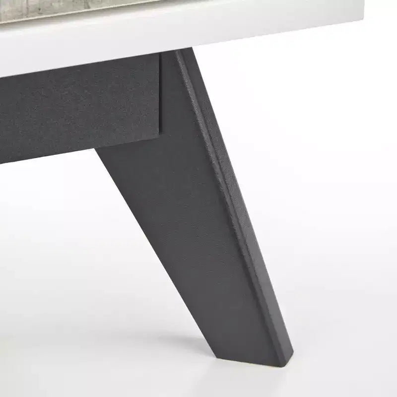 Buylateral Crislana Mid-Century 2 Drawer Nightstand White/Weathered Gray