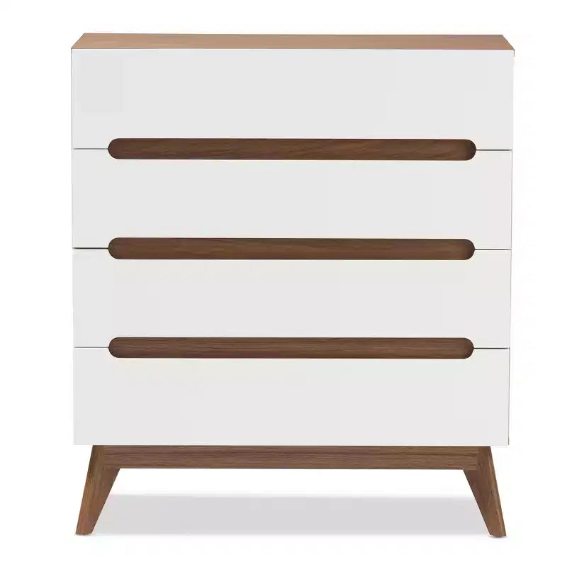 Calypso Mid-Century Modern Wood 4 Drawer Storage Chest Brown - Baxton Studio: Sleek Scandinavian Design, Space-Saving