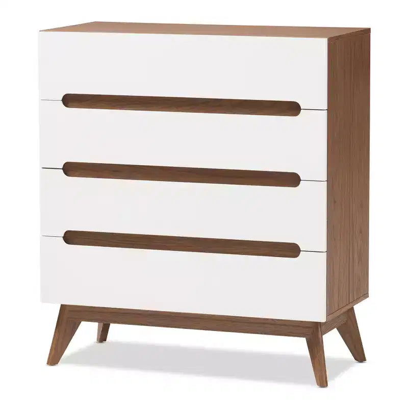 Calypso Mid-Century Modern Wood 4 Drawer Storage Chest Brown - Baxton Studio: Sleek Scandinavian Design, Space-Saving