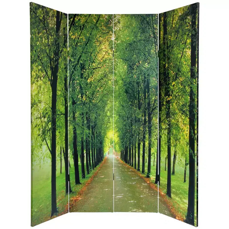 6" Double Sided Path of Life Canvas Room Divider Green - Oriental Furniture