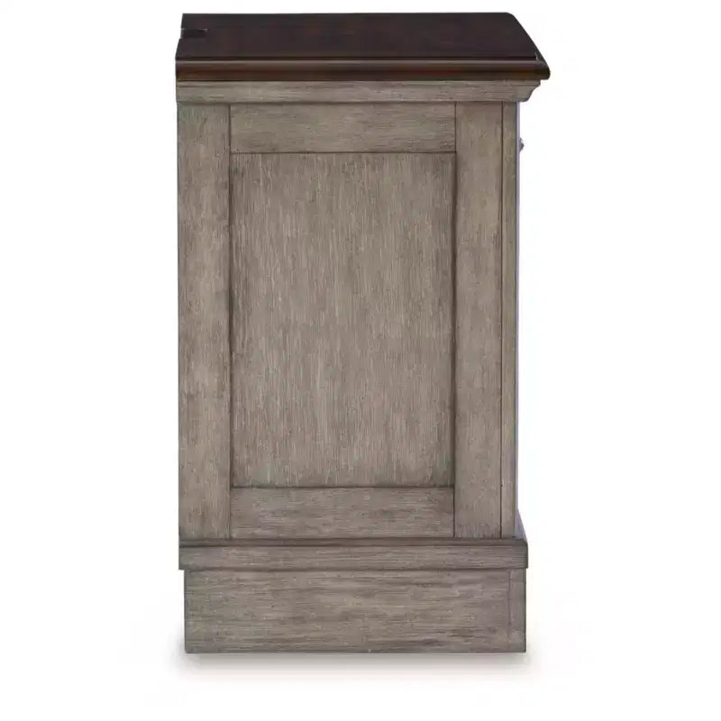Lodenbay Nightstand Black/Gray - Signature Design by Ashley: Cottage Style with USB Ports & AC Outlets