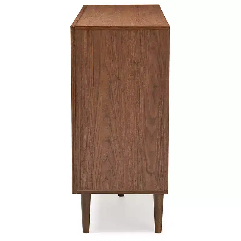 Harlow Mid-Century Modern Scandinavian Style Wood 6 Drawer Storage Dresser White/Walnut - Baxton Studio: Rubberwood Legs, Splayed Design