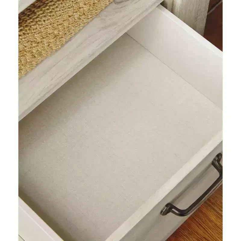 Signature Design by Ashley Bellaby One Drawer Nightstand White: Bedside Table with USB Port & Storage