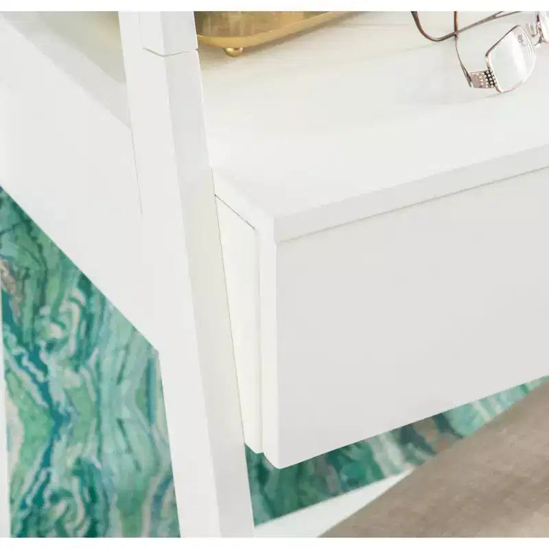 Alaina Wood Leaning Ladder Vanity Set with Upholstered Stool & Storage - Linon