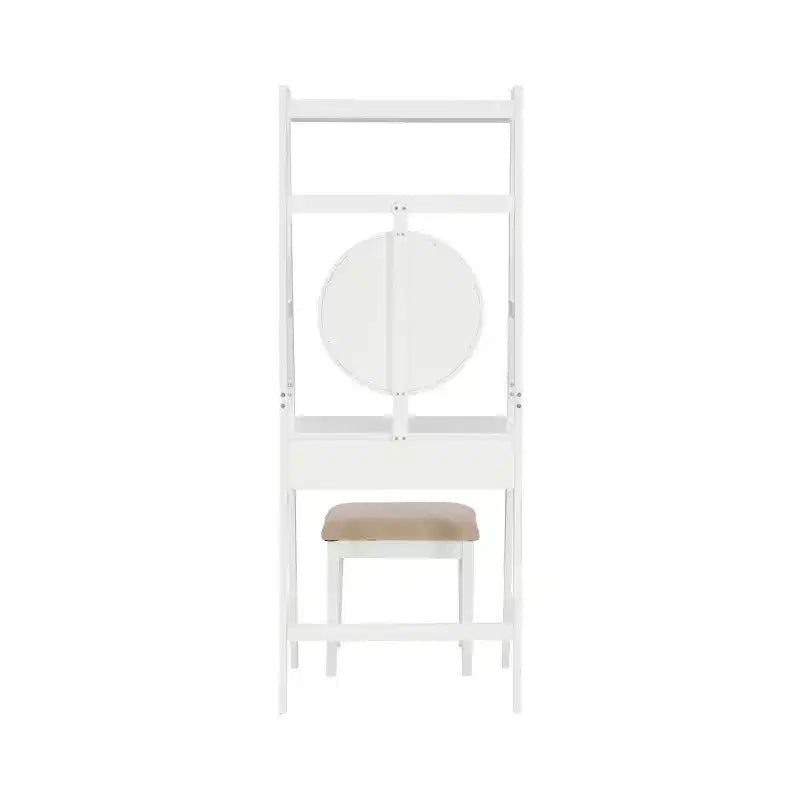 Alaina Wood Leaning Ladder Vanity Set with Upholstered Stool & Storage - Linon