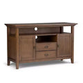 WyndenHall Mansfield Solid Wood TV Stand for TVs up to 60" Rustic Natural Aged Brown : Media Storage, Brass Hardware