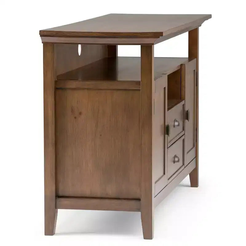 WyndenHall Mansfield Solid Wood TV Stand for TVs up to 60" Rustic Natural Aged Brown : Media Storage, Brass Hardware