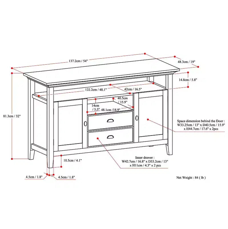 WyndenHall Mansfield Solid Wood TV Stand for TVs up to 60" Rustic Natural Aged Brown : Media Storage, Brass Hardware