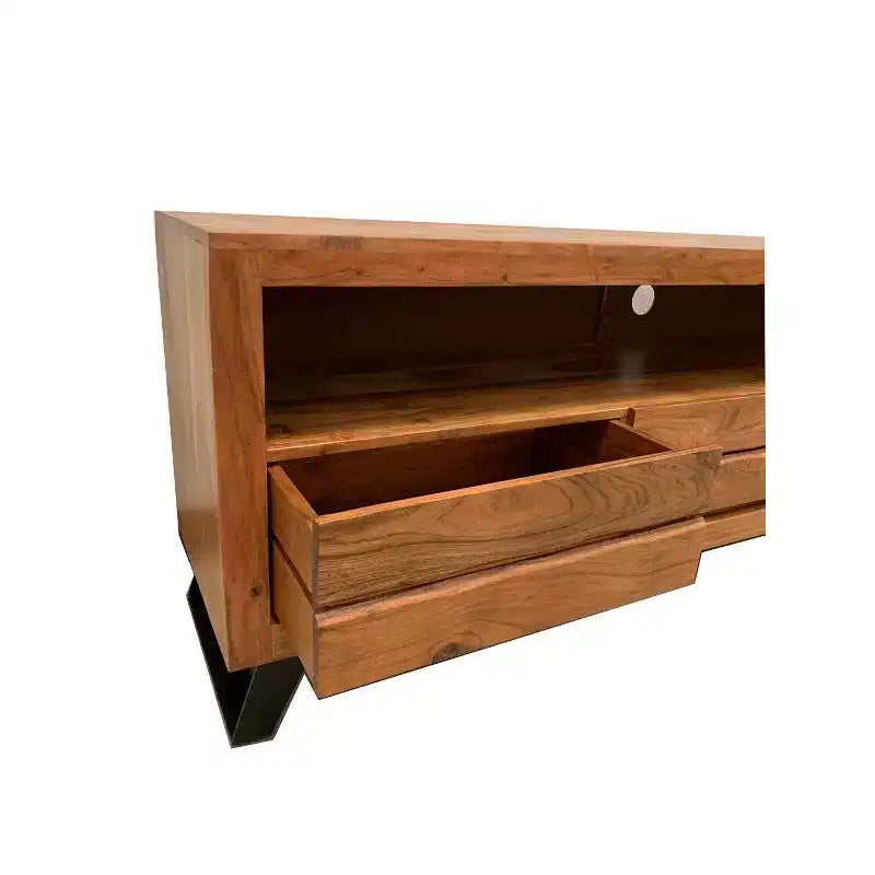 Timbergirl Live Edge Cabinet TV Stand for TVs up to 65" Light Brown : Modern Media Console, Hardwood Frame