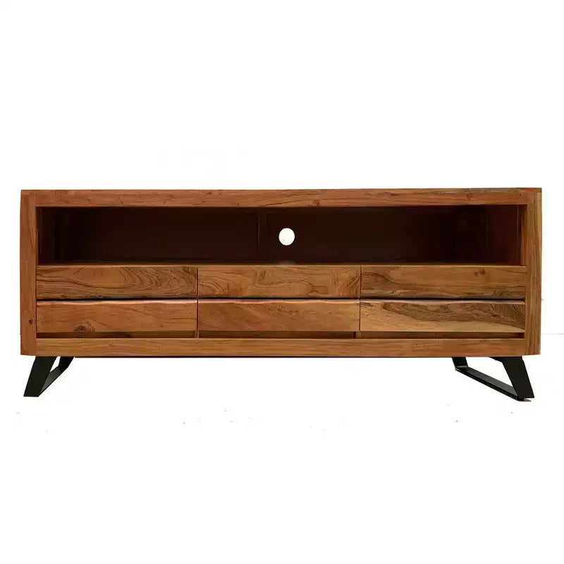 Timbergirl Live Edge Cabinet TV Stand for TVs up to 65" Light Brown : Modern Media Console, Hardwood Frame
