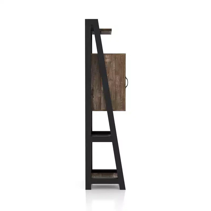 HOMES: Inside + Out Kolher 2 Shelf Media Tower Bookshelf Brown: Farmhouse Style, 6-Tier, Open & Adjustable Storage