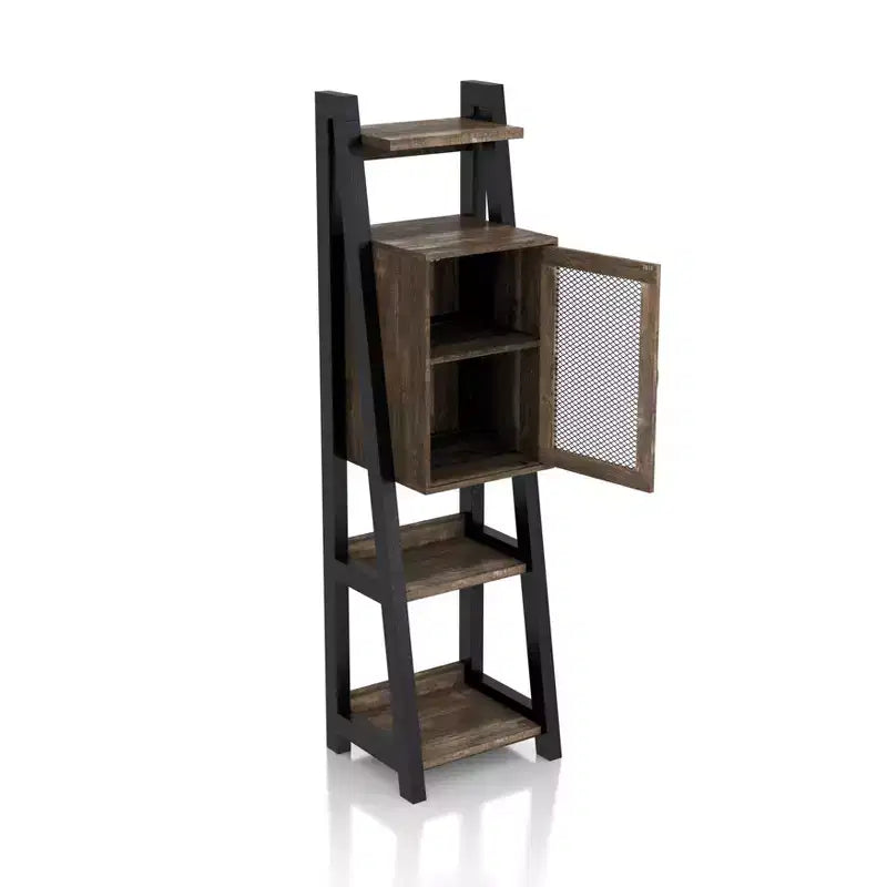 HOMES: Inside + Out Kolher 2 Shelf Media Tower Bookshelf Brown: Farmhouse Style, 6-Tier, Open & Adjustable Storage