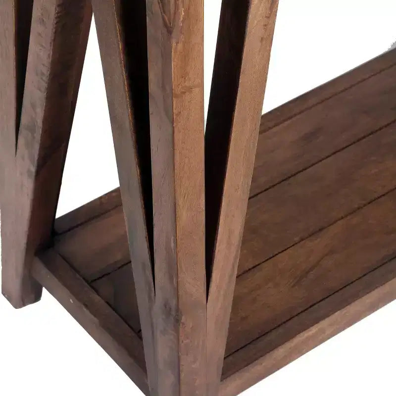 Table console média de 132 cm avec plateau en béton et bois gris clair/marron