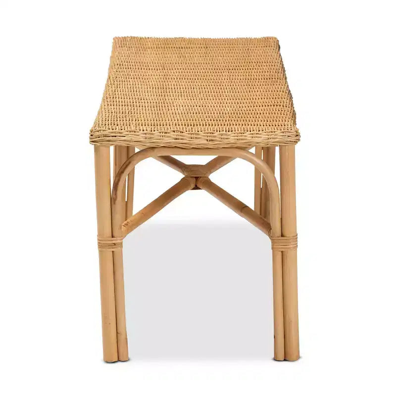 Cacaban Rattan Accent Bench Natural/Brown - bali & pari: Handcrafted, Indoor Furniture, Entryway Seating