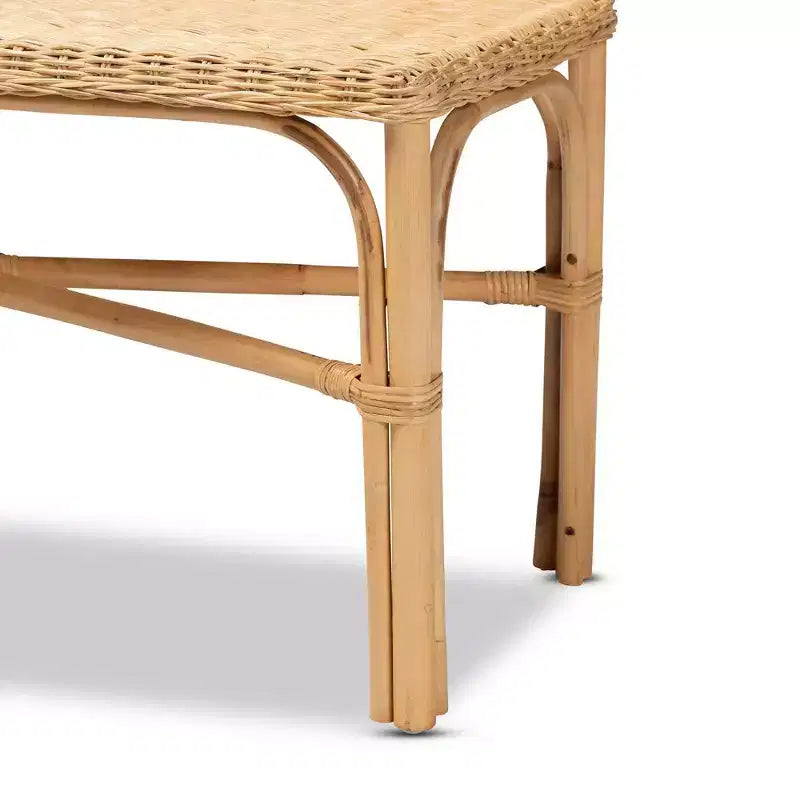 Cacaban Rattan Accent Bench Natural/Brown - bali & pari: Handcrafted, Indoor Furniture, Entryway Seating
