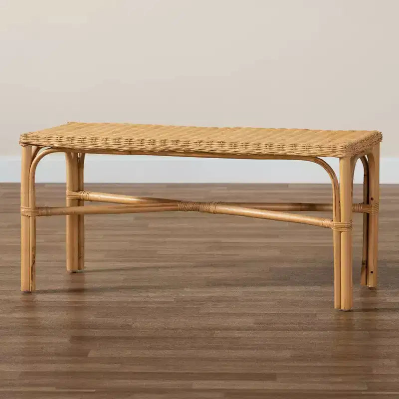Cacaban Rattan Accent Bench Natural/Brown - bali & pari: Handcrafted, Indoor Furniture, Entryway Seating