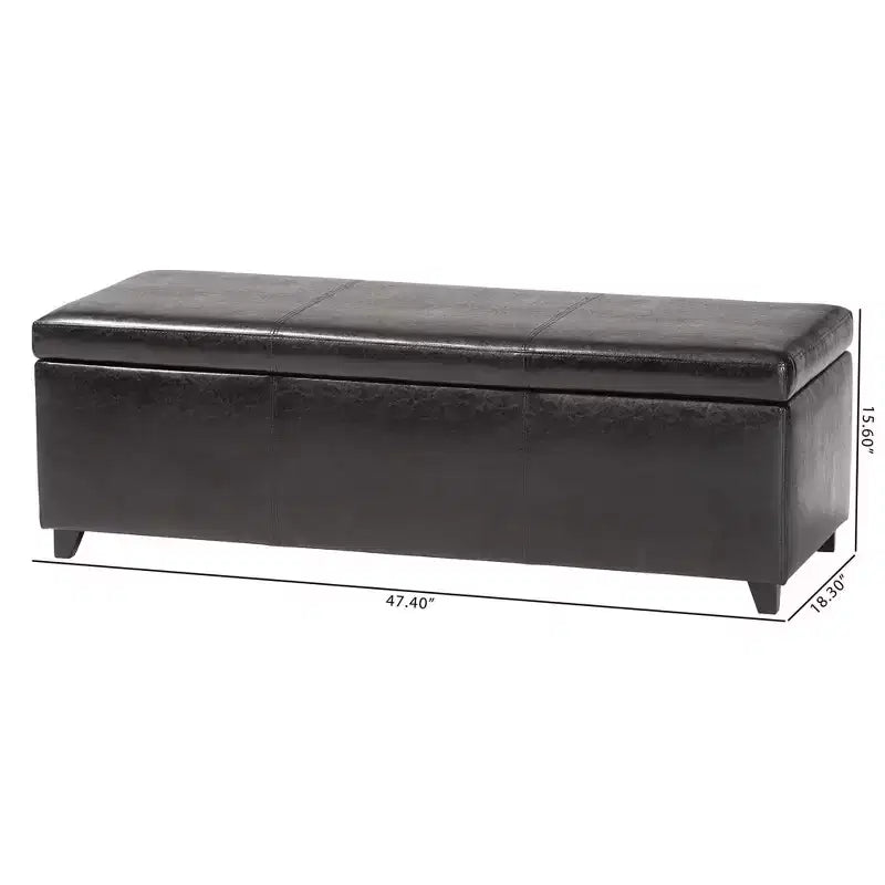 Full Faux Leather Storage Bench Ottoman with Stitching Dark Brown - Baxton Studio