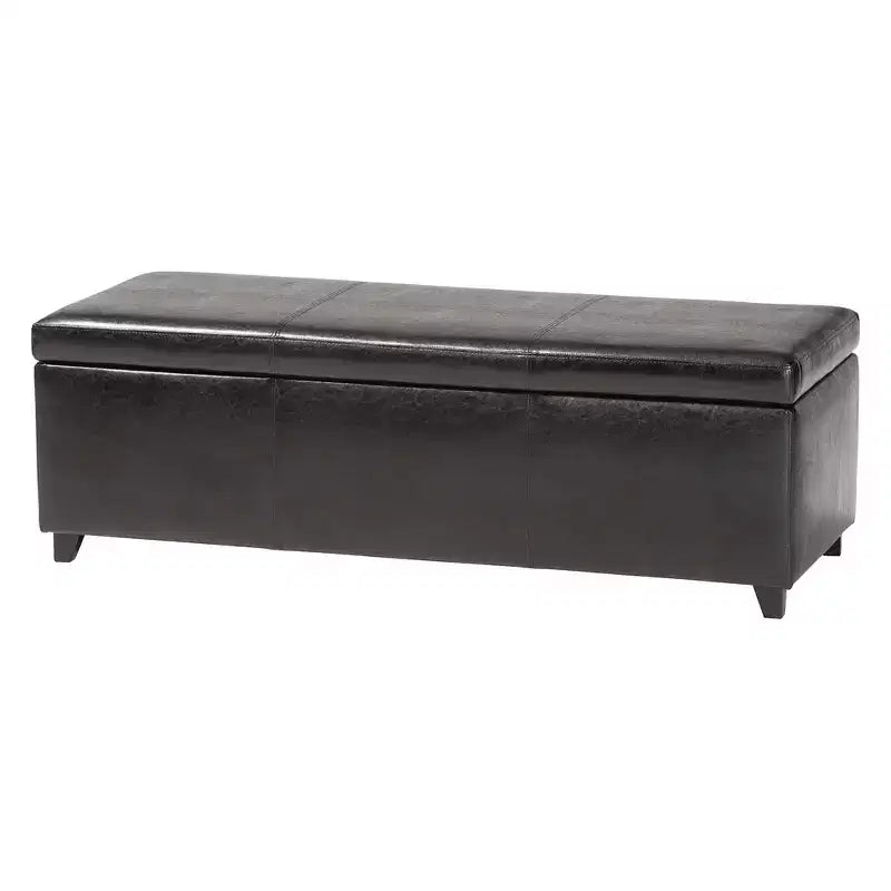 Full Faux Leather Storage Bench Ottoman with Stitching Dark Brown - Baxton Studio