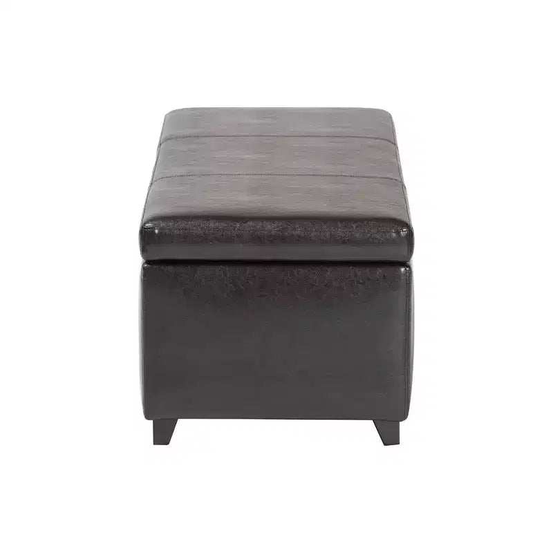 Full Faux Leather Storage Bench Ottoman with Stitching Dark Brown - Baxton Studio