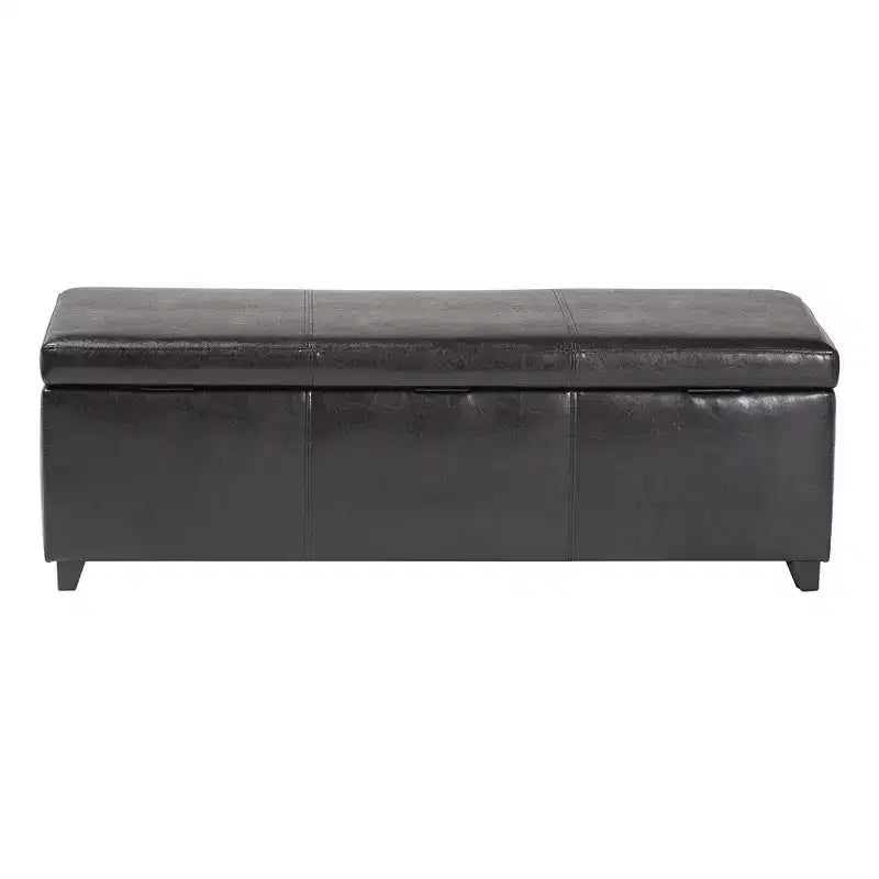 Full Faux Leather Storage Bench Ottoman with Stitching Dark Brown - Baxton Studio