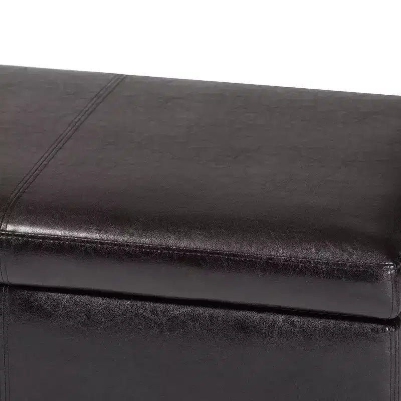 Full Faux Leather Storage Bench Ottoman with Stitching Dark Brown - Baxton Studio