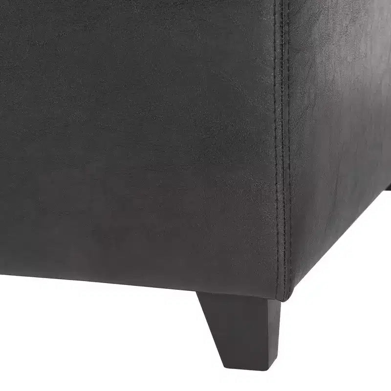 Full Faux Leather Storage Bench Ottoman with Stitching Dark Brown - Baxton Studio